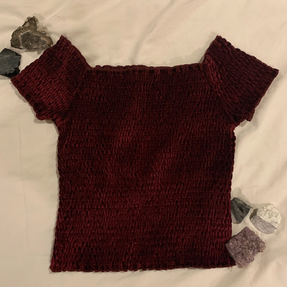 velvet off the shoulder crop!